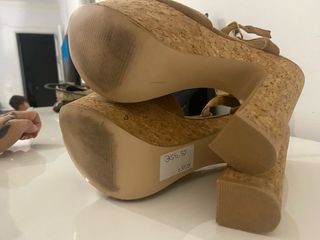 Sandalias de cuña verano beige/marrón