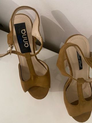 Sandalias de cuña verano beige/marrón