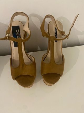 Sandalias de cuña verano beige/marrón
