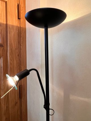 Lampada da terra nera con luce orientabile