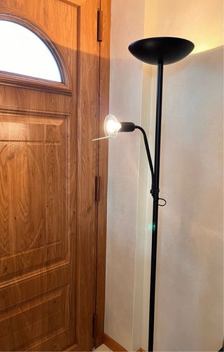 Lampada da terra nera con luce orientabile