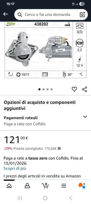 Motorino Avviamento Valeo 438202 Renault Nissan