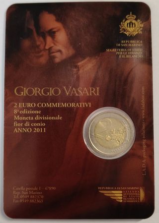 Moneta 2 Euro Commemorativa Giorgio Vasari RSM 201