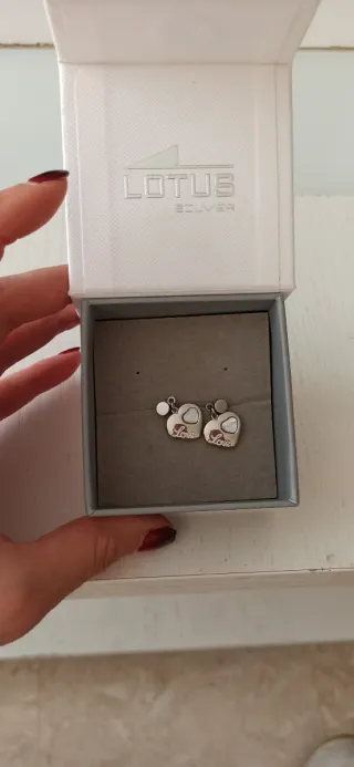 Pendientes Corazón Lotus Plata y Nácar