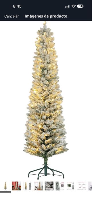 Árbol de Navidad 180cm Artificial Nevado luces inc