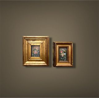 Dos pequeños oleos vintage mediados del XX