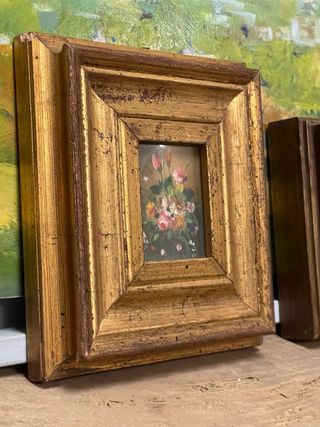 Dos pequeños oleos vintage mediados del XX