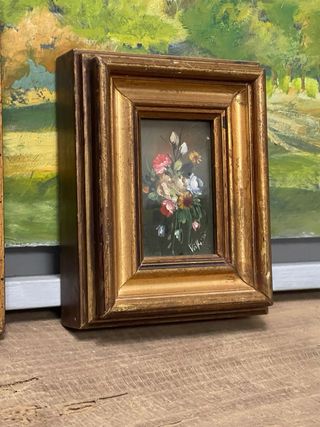 Dos pequeños oleos vintage mediados del XX