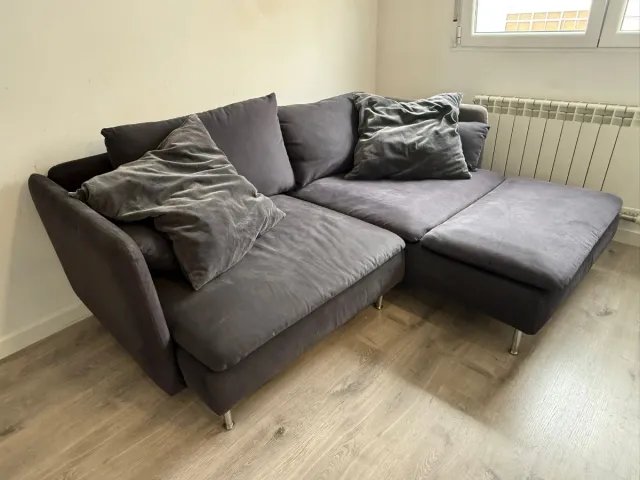 Sofá modular gris tela