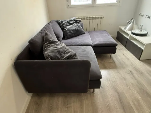 Sofá modular gris tela