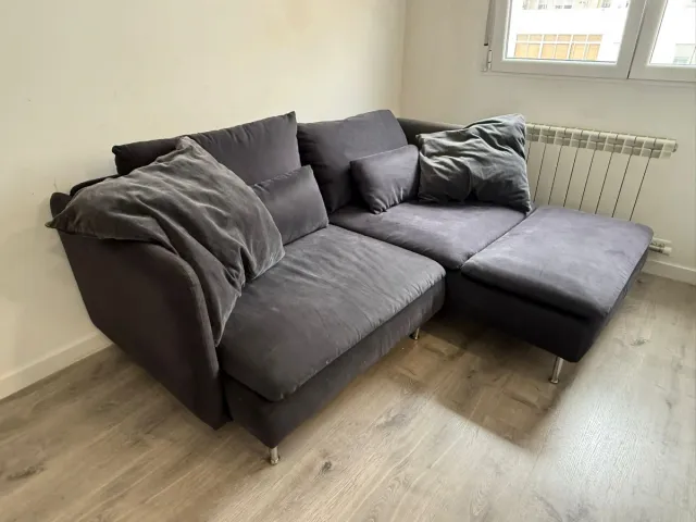 Sofá modular gris tela