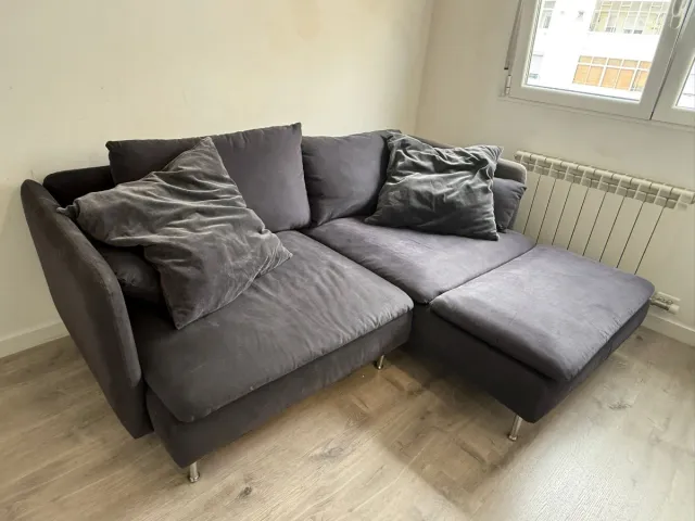 Sofá modular gris tela