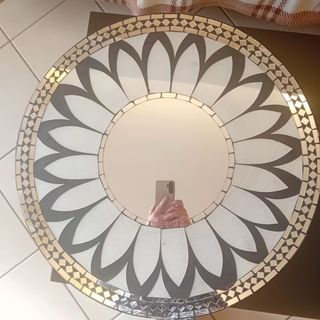 Specchio da parete fiore oro e bianco