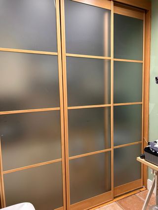 4 Puertas Correderas Madera y Cristal