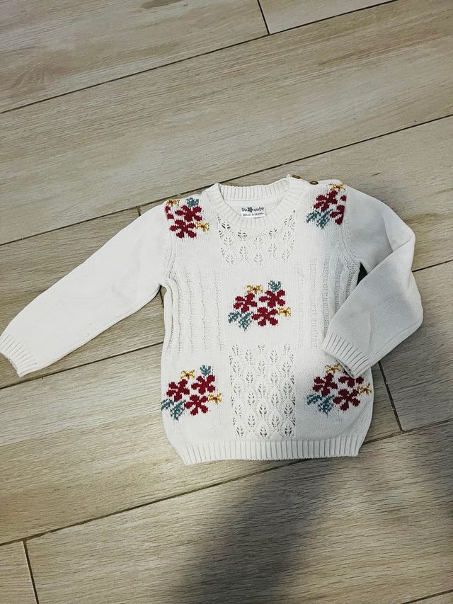 Jersey niña flores bordadas