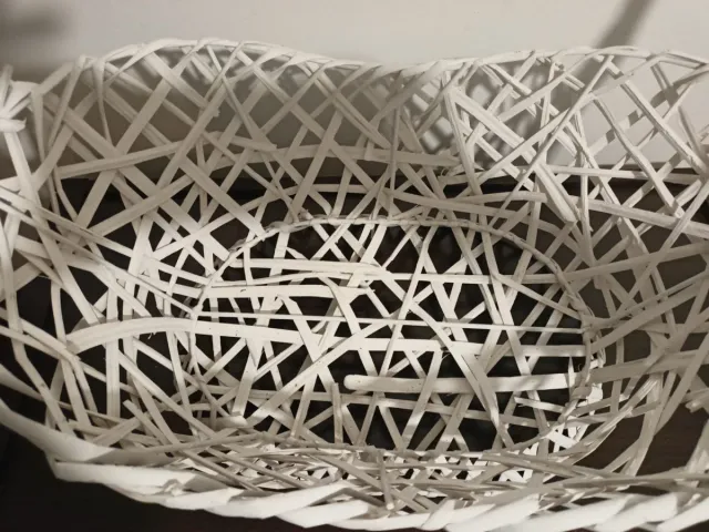 Cesta Mimbre Blanca Asa Decorativa