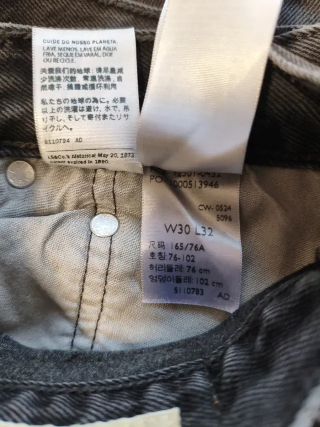 Levi's 501 Jeans W30 L32 Gris