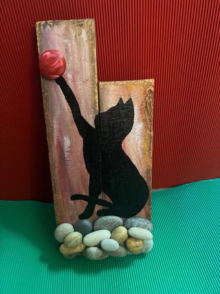 Quadro Gato Preto com Bola