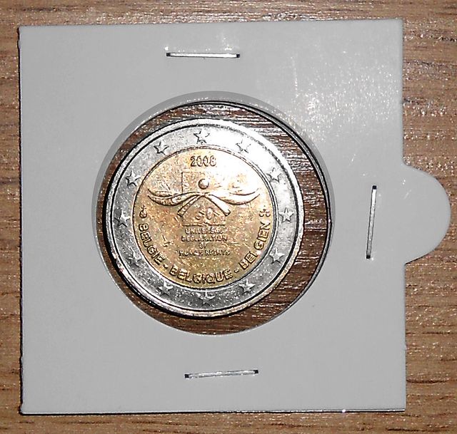 Moneda 2€ Bélgica 2008 Derechos Humanos
