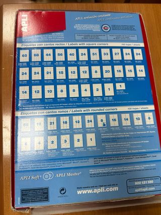 Etiquetas APLI 100 hojas A4 Inkjet Laser Copier
