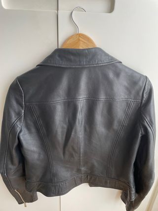 Cazadora Biker Mango Negra Piel