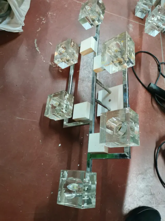 2 Lámparas de salón 6 luces cristal