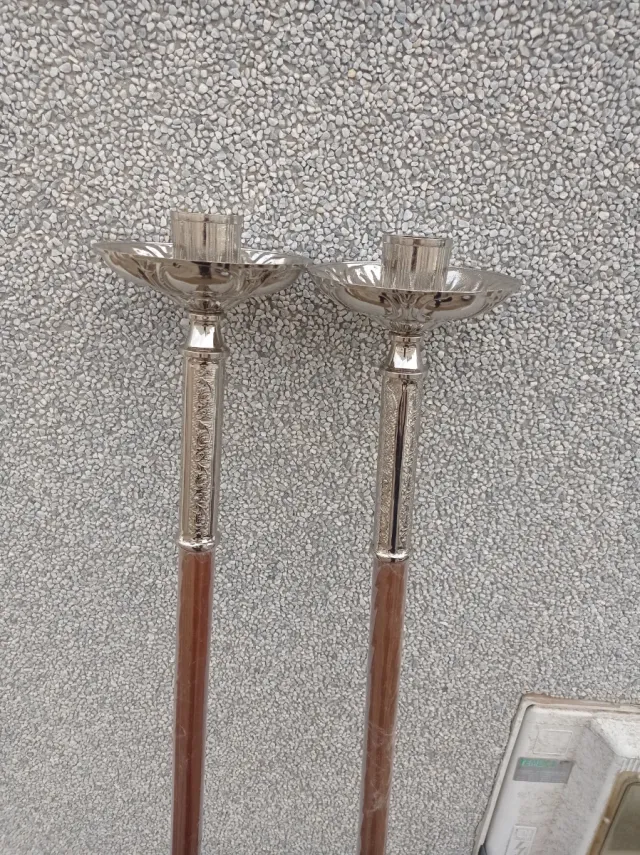 Ciriales de bronce niquelado