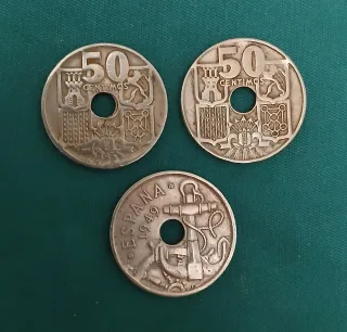 3 Monedas 50 Céntimos 1949 Estrella 54