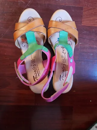 Sandalias Trisoles Piel Marrón y Rosa