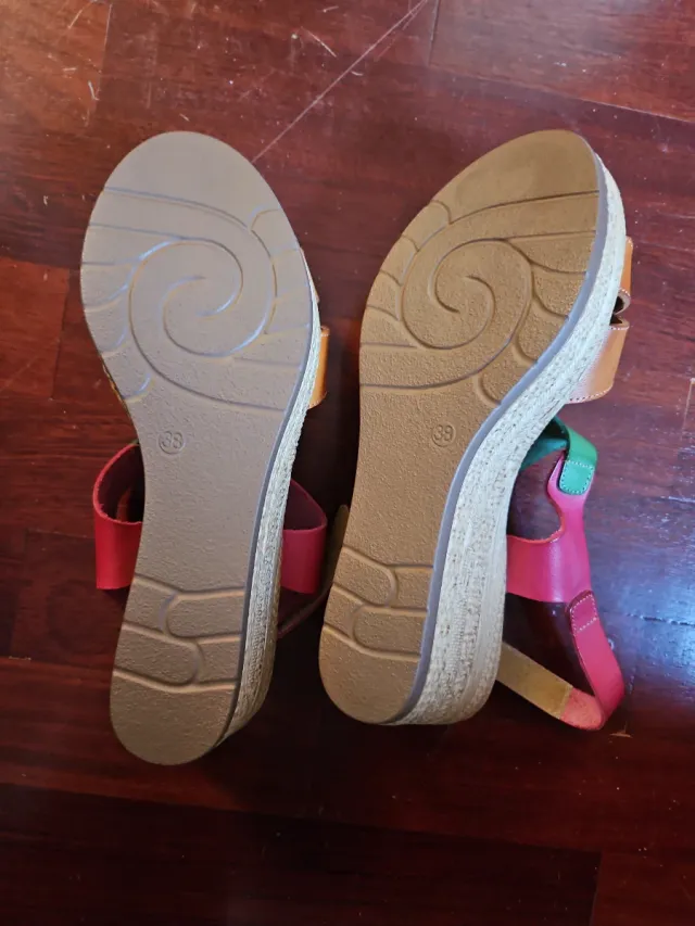 Sandalias Trisoles Piel Marrón y Rosa