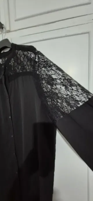 Blusa negra con encaje talla 3XL