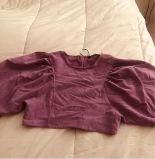 Blusa Zara Lila Manga Ancha Talla S