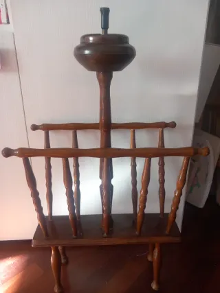 Portariviste vintage con posacenere in legno raro