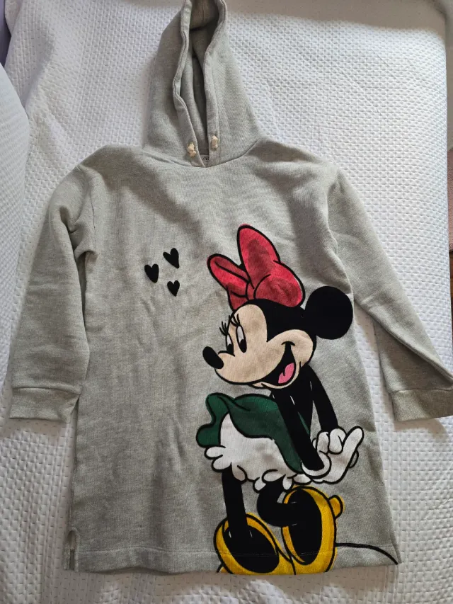 Vestido Sudadera Zara, con estampado Minnie Gris y