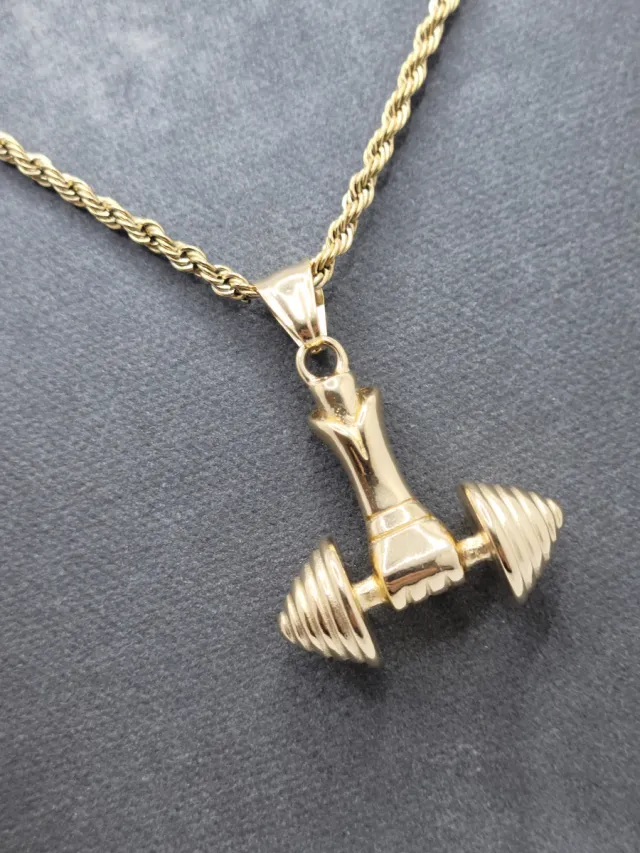 Colgante mancuerna con cordón rizado incluido