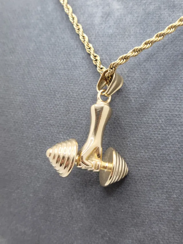 Colgante mancuerna con cordón rizado incluido