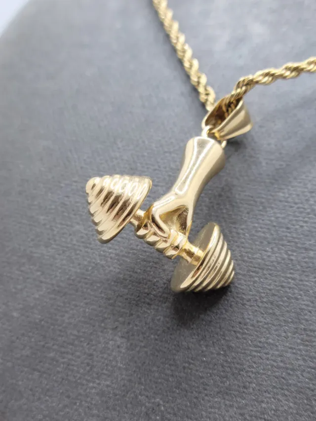 Colgante mancuerna con cordón rizado incluido