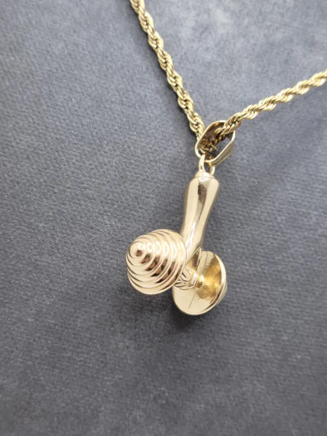 Colgante mancuerna con cordón rizado incluido