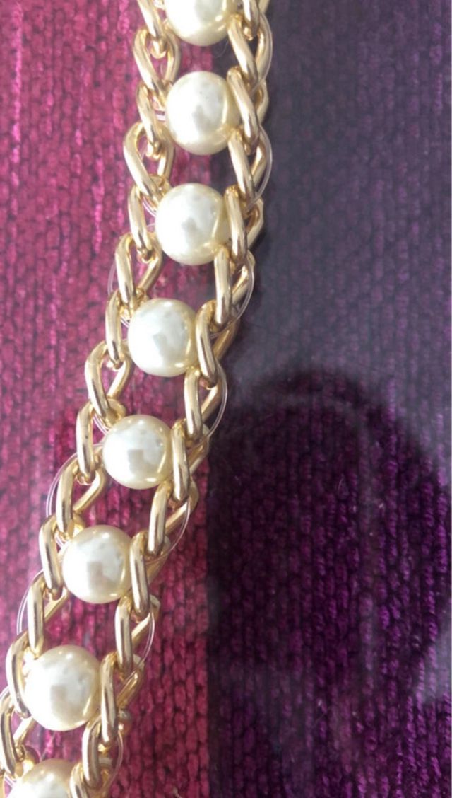 Cinturón Mango Perlas Ajustable Dorado Blanco