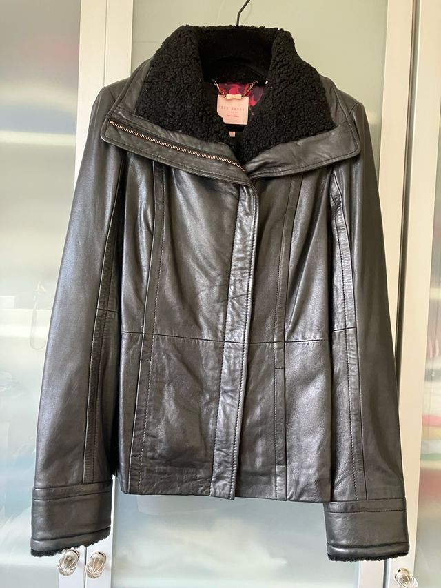 Chaqueta Piel Mujer Ted Baker Negra. 