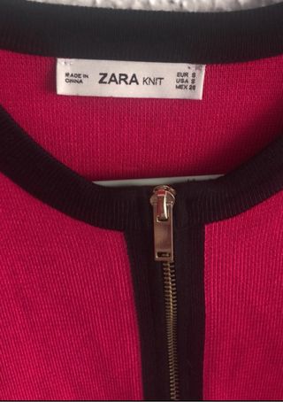Cardigan Zara Fucsia y Negro Cremallera