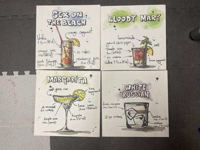 Cuadro Decorativo Recetas Cócteles