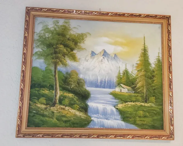 Cuadro paisaje cascada montañas