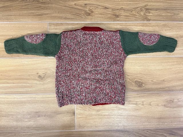 Maglione invernale bambina rosso con fiore rosa 