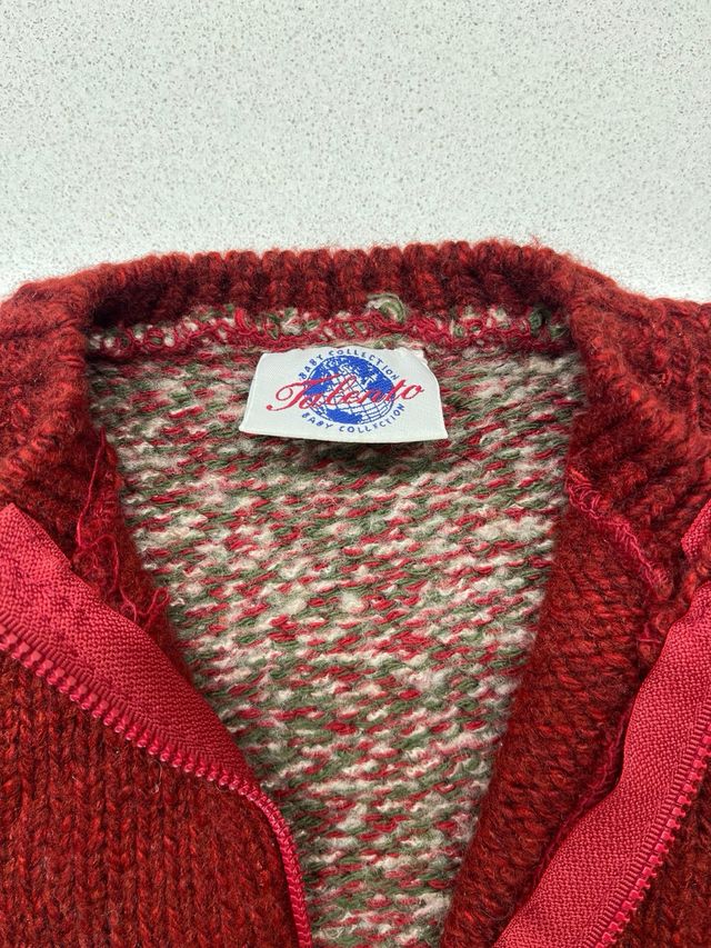 Maglione invernale bambina rosso con fiore rosa 