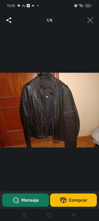 Cazadora de piel Corte Inglés, talla grande.