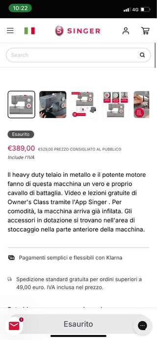 Macchina da cucire Singer Heavy Duty 4432