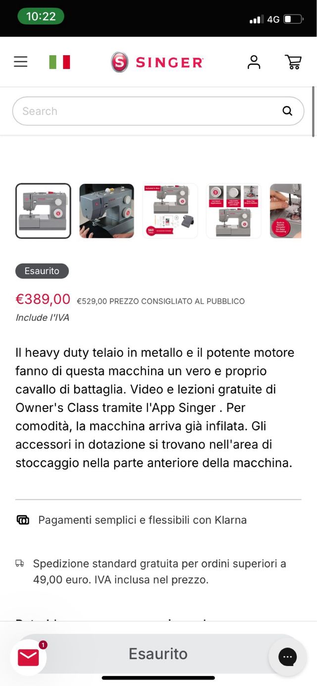 Macchina da cucire Singer Heavy Duty 4432