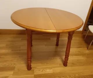 Mesa comedor redonda extensible madera