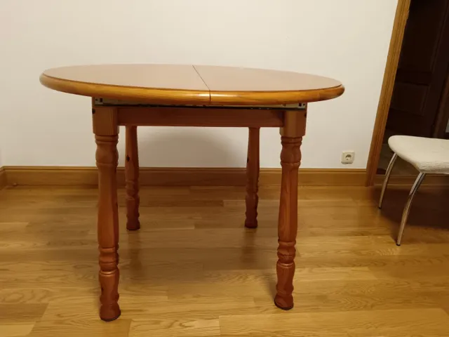 Mesa comedor redonda extensible madera